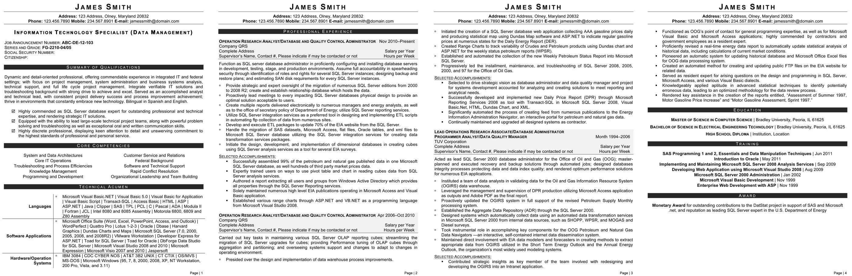 Resume for technology specialist