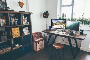 work from home with your desktop in a cozy room