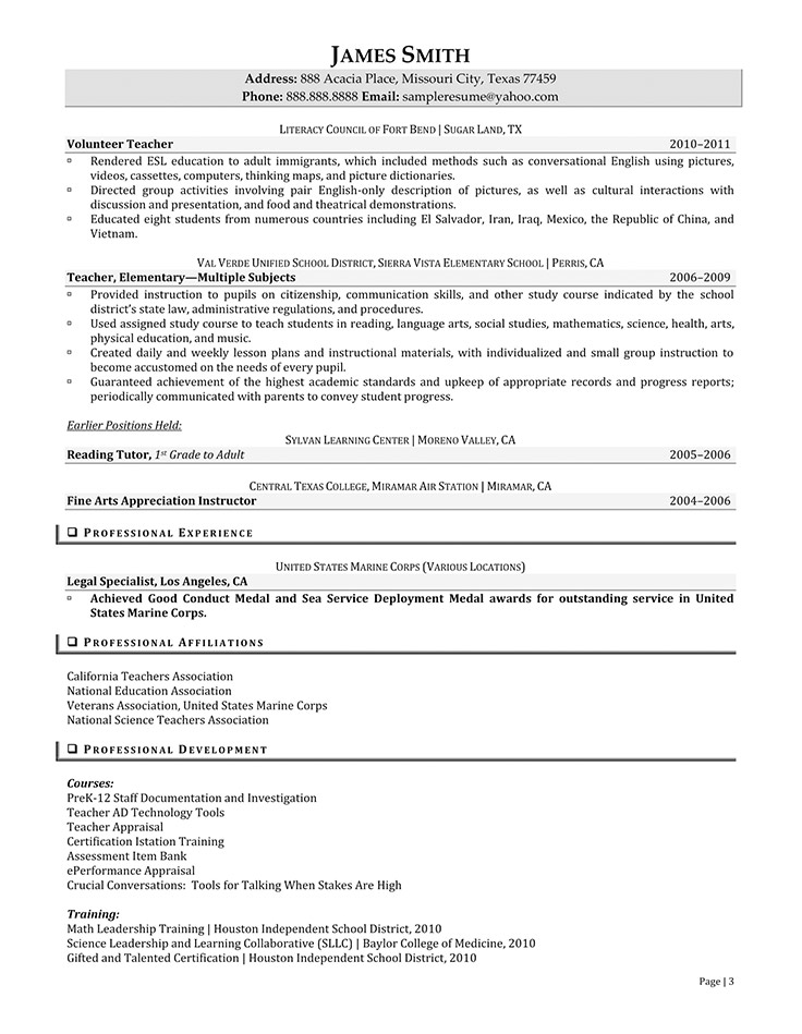 united states resume