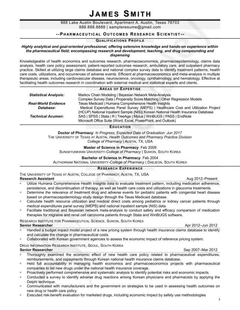 Curriculum Vitae for Research Scientist 1