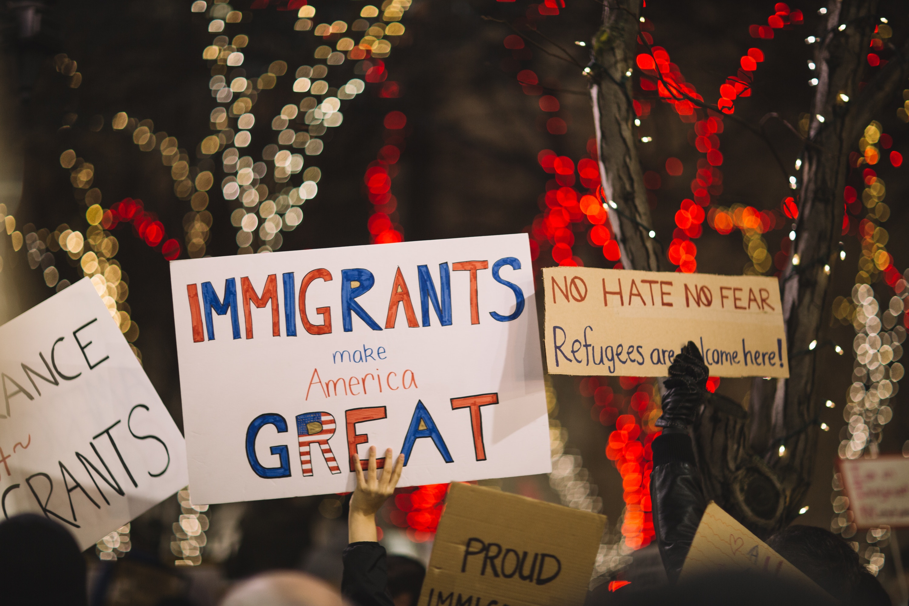 Trump Immigration Policy posters in a protest