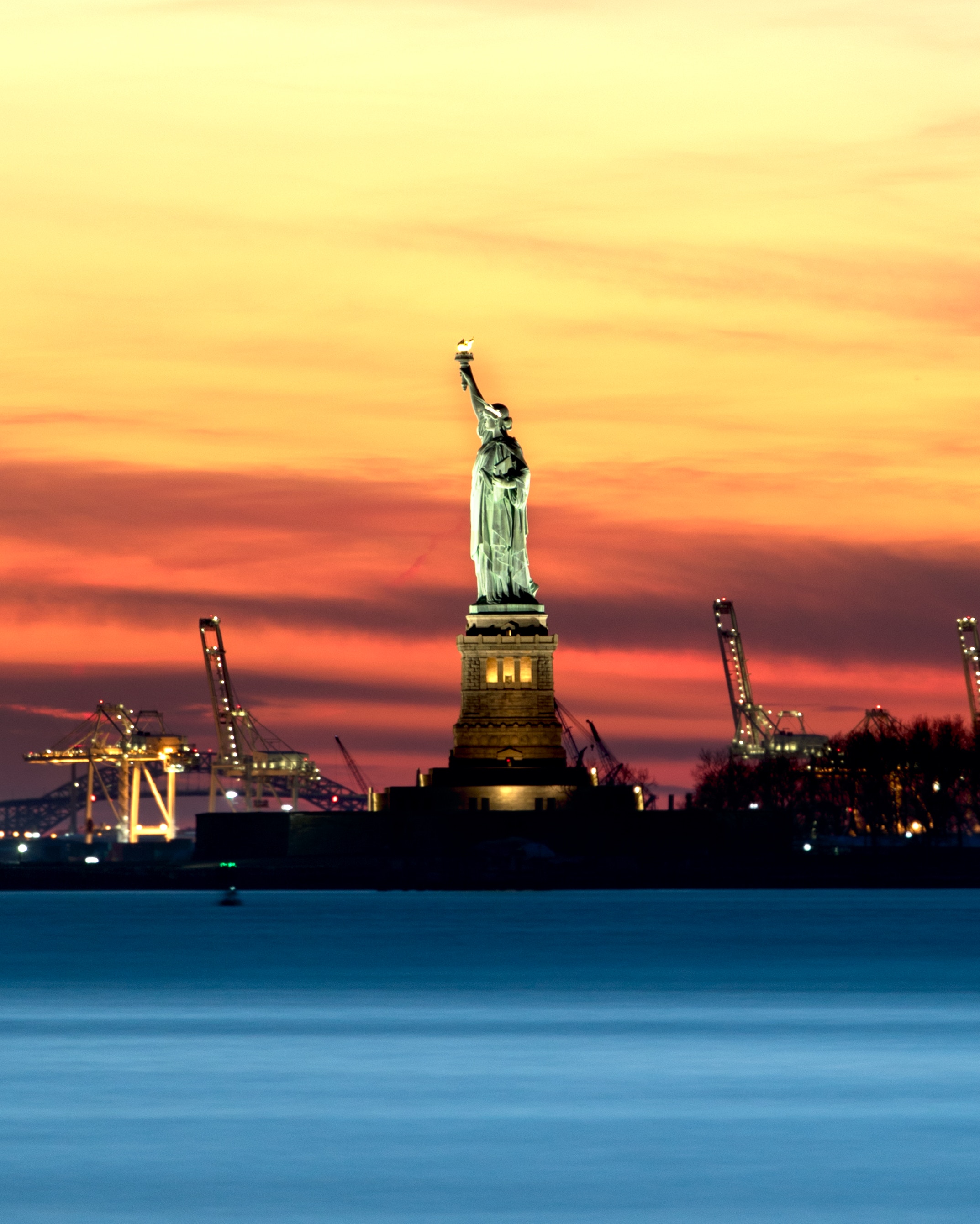 election jobs portrait of the Statue of Liberty in sunset