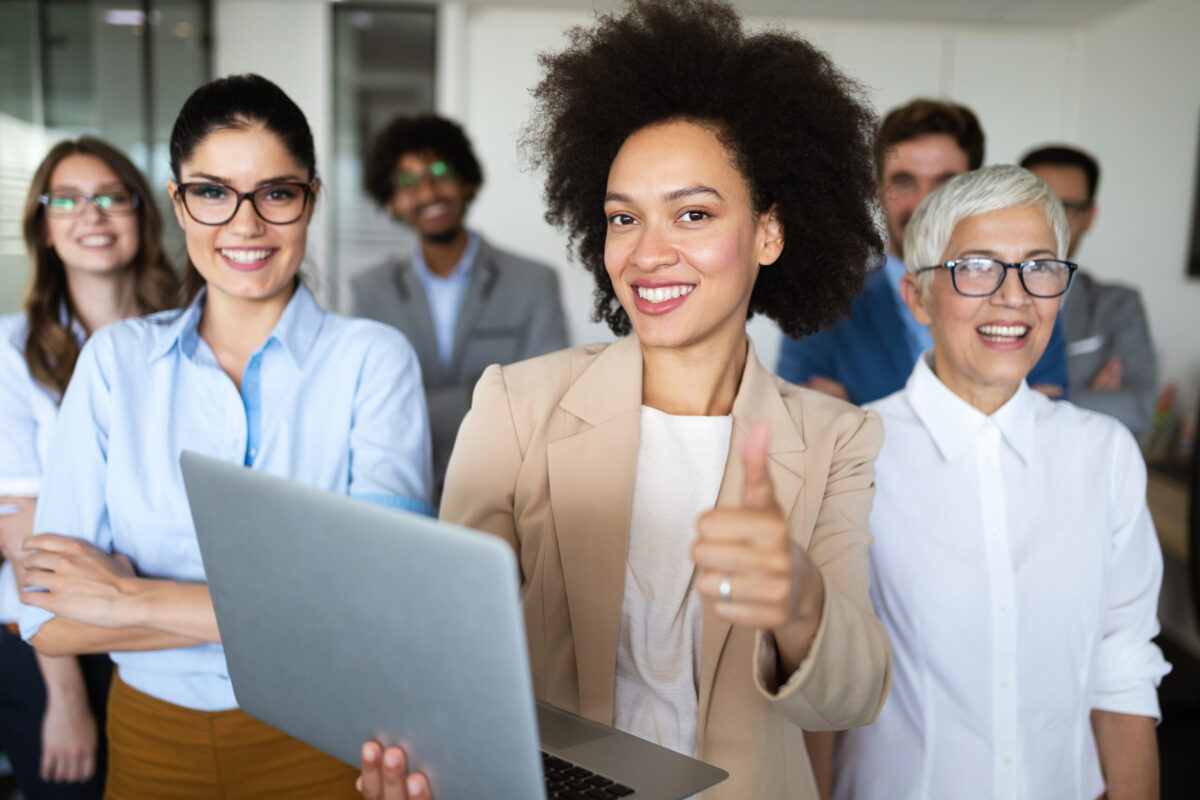 A group of employees practice good work habits