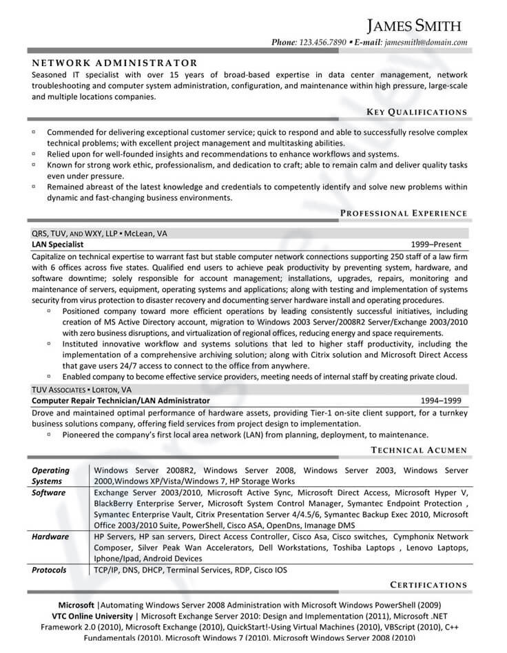 Civilian Resume - Network Administrator