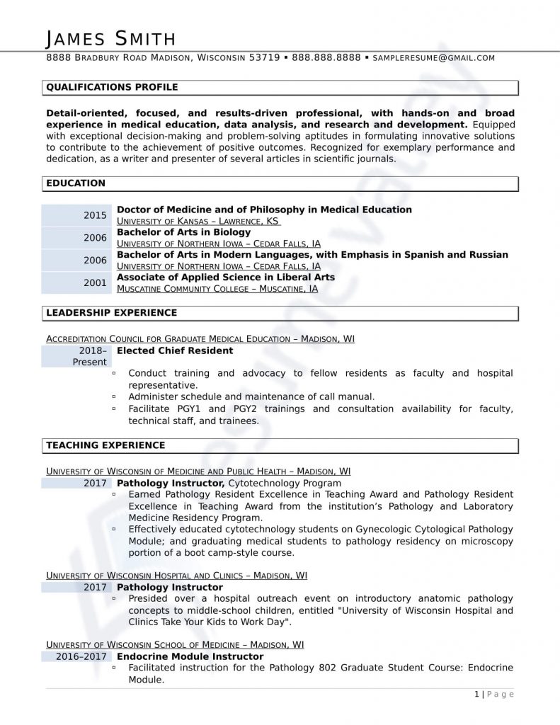 Curriculum Vitae - Doctor of Medicine