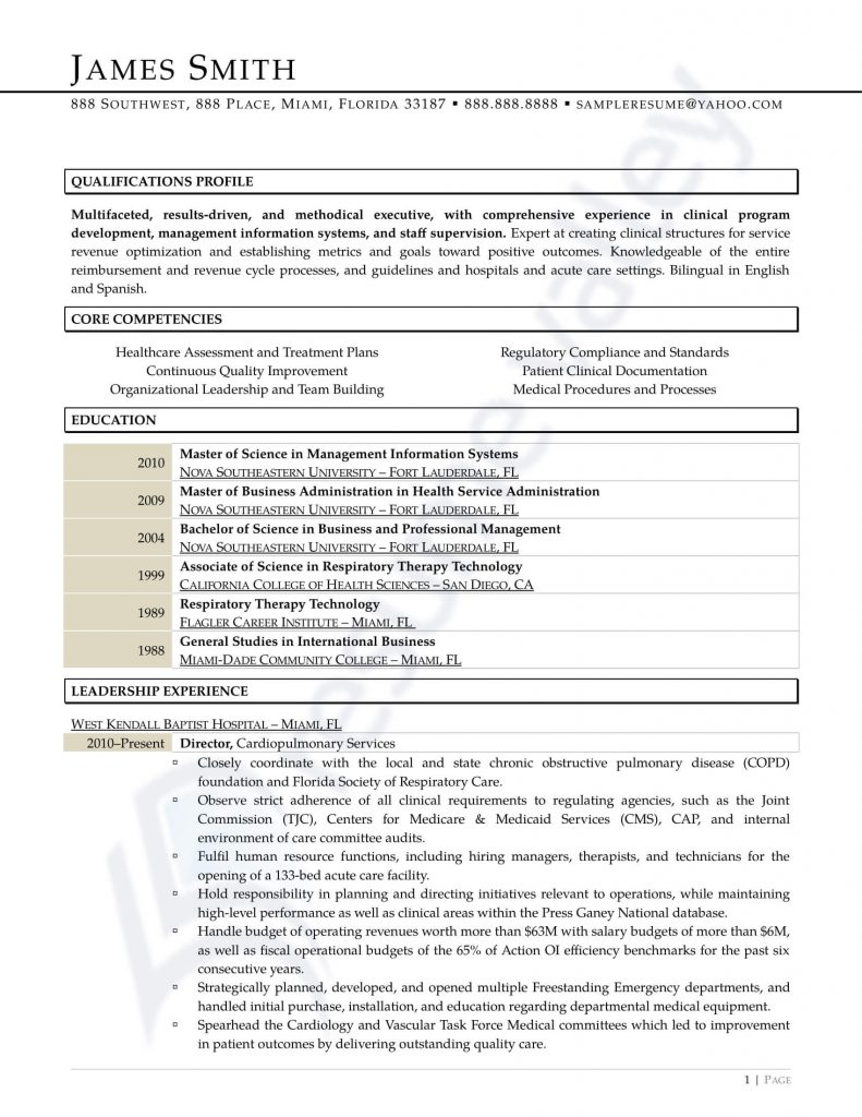 Curriculum Vitae - Healthcare Director