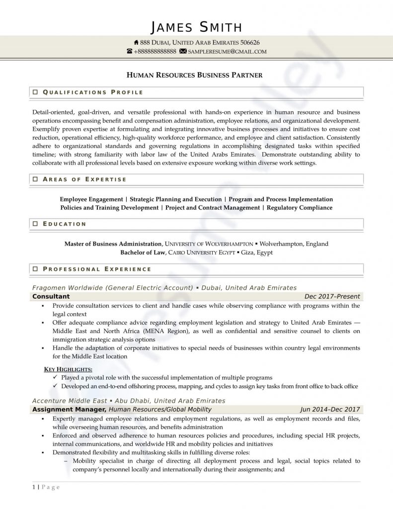 Curriculum Vitae - Human Resource Business (Overseas)