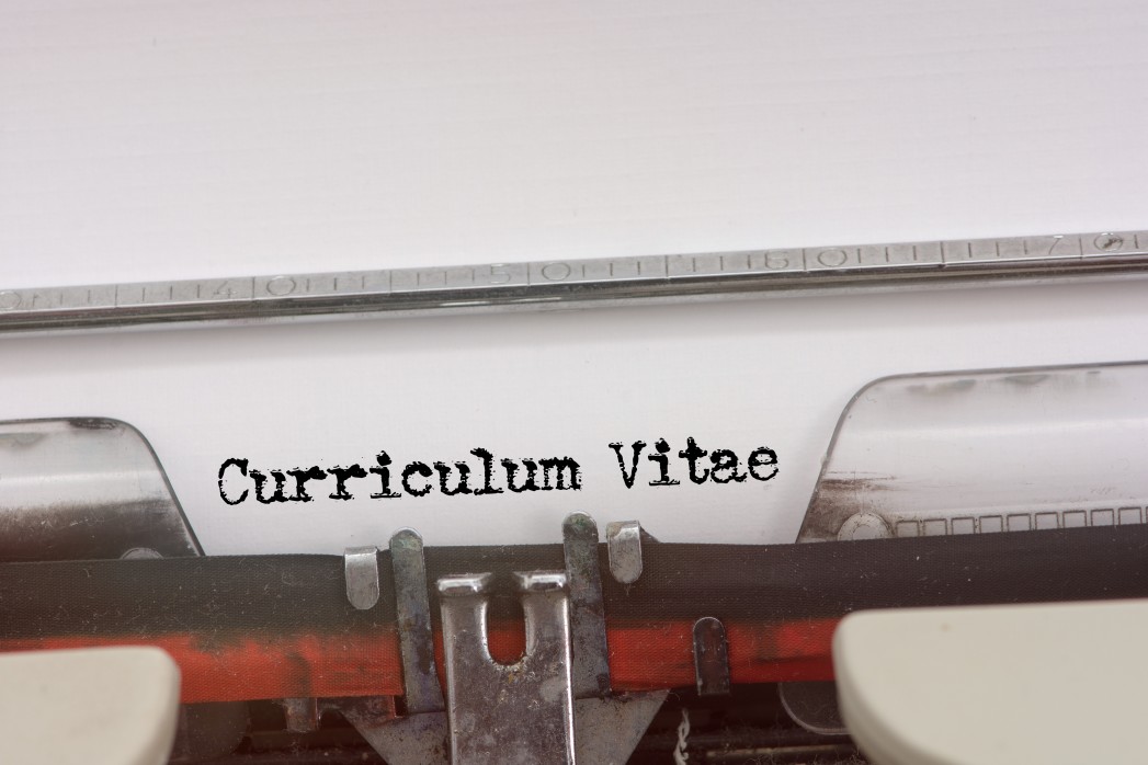 curriculum vitae in a typewriter